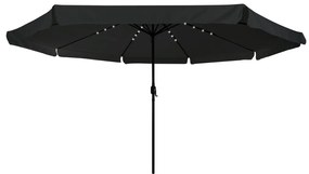 Kerti Napernyő LED Fénnyel ø395x245 cm Fekete