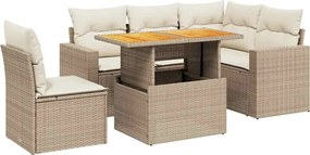 vidaXL 6 részes bézs polyrattan kerti ülőgarnitúra párnával