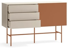 Téglavörös-bézs alacsony komód tolóajtóval 140x91 cm Nube – Teulat