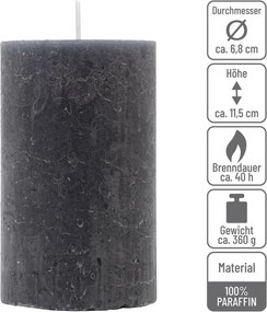 Rusztikus gyertya készlet 11,5 cm Ø 6,8 cm 6 db antracit