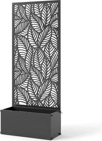 Outsunny porfestett fém virágágyás rácssal — emelt ágyás és privát fal, levélmintás kivágás, futónövényeknek, zöldségeknek és virágoknak, 45 x 21,5 x