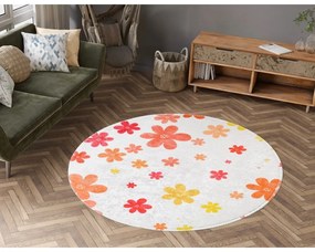 Narancssárga-elefántcsont színű mosható gyerek szőnyeg ø120 cm Fall Flowers – Vitaus