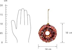 HANG ON üveg karácsonyfadísz fánk barna 10cm