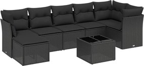 vidaXL 8 részes fekete polyrattan kerti ülőgarnitúra párnákkal