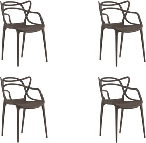 4 db műanyag KATO szék szett, barna