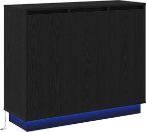 vidaXL LED tálaló Fekete tölgy 90 x 32 x 75 cm Faanyag