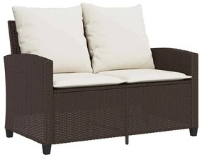 2 személyes barna polyrattan kerti kanapé asztallal&amp;párnával