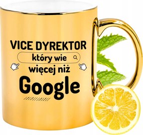 Arany csillogó bögre az igazgatóhelyettesnek ajándék fényképes nyomtatással