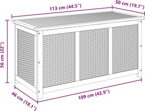 vidaXL Kerti Tároló Doboz 185 L Tömör Akácfa 113 x 50 x 56 cm Bézs