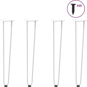 vidaXL 4 db-os hajtűlábak konzolasztalhoz, 72 cm, tömör acél, fehér