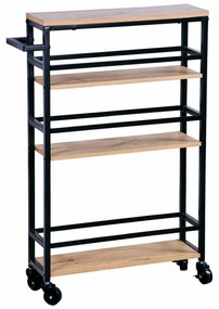 Kesper 27842 Szögletes polc kerekeken,bambusz/fém, 81 x 15 x 50 cm