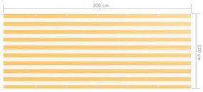 fehér-sárga oxford-szövet erkélyparaván 120 x 300 cm