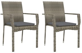 3 részes szürke polyrattan kerti étkezőgarnitúra párnával