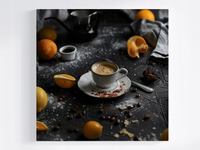 Canvas Vászonkép Kávézó Kávé Csésze Eszpresszó Narancs 80x80