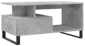 betonszürke szerelt fa dohányzóasztal 90x49x45 cm