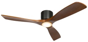 Fekete mennyezeti ventilátor fával 131,5 cm LED-del, fényerőszabályzóval és távirányítóval - Jerri