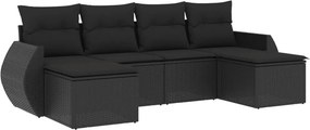 vidaXL 6 részes fekete polyrattan kerti ülőgarnitúra párnákkal