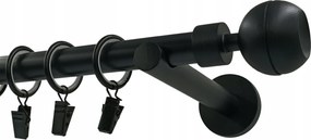 Függönykarnis szimpla Fém 19mm Fekete Matt 400cm Optic Gömb