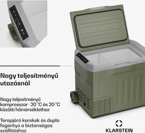 Klarstein PolarForce 40L kompresszoros hűtődoboz, LCD panel, világítás, off-road, akkumulátorvédelem, 12V/230V