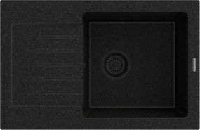 Egymedencés Gránit Mosogató Téglalap Alakú Nagy Csepegtető Szifon Fekete Mino