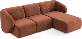 Terrakotta színű zsenília sarokkanapé (jobb oldali-heverő résszel) Lani – Makamii