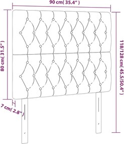 sötétszürke szövet fejtámla 90x7x118/128 cm