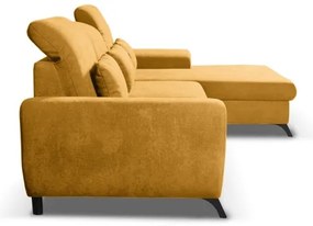 ALTA jobb oldali, kihúzható, kárpitozott L alakú sarokülőgarnitúra tárolórekesszel, sárga