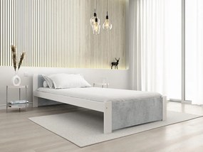 Ágy IKAROS 90 x 200 cm, beton/fehér Matrac: Coco Maxi matrac 20 cm, Ágyrács: Deszkás ágyráccsal