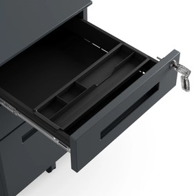 KATE görgős konténer íróasztal alá – 390 x 600 x 500 mm, antracit színű