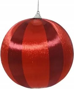 Piros csillogó hungarocell gömb csíkokkal 15cm