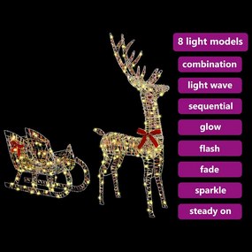 Rénszarvas húzta szán Meleg fehér 70 x 26 x 128.5 cm PET