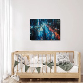 Üveg kép - Nagyváros, olajfestmény (70x50 cm)