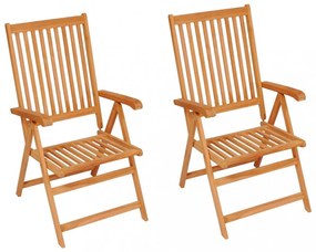 2 db tömör tíkfa kerti szék bézs párnákkal