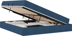 vidaXL Ágy tárolóval és matraccal Kék 160 x 200 cm Poliészter