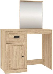 vidaXL sonoma tölgy színű szerelt fa tükrös pipereasztal 90x50x132,5cm