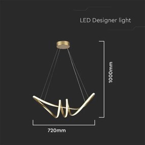 LED Csillár zsinóron LED/24W/230V 3000K arany