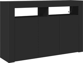 vidaXL Széf LED -es lámpákkal Fekete 116 x 30 x 75 cm Faanyag