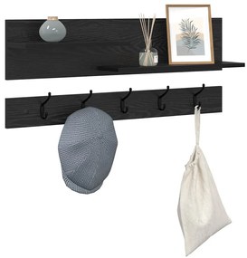 Fali Kabáthorog polcokkal Musta tammi 90 x 15 x 36 cm Faanyag