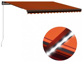 narancs és barna kézzel kihúzható LED-es napellenző 450x300 cm