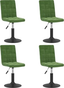 vidaXL 4 db sötétzöld bársony forgó étkezőszék