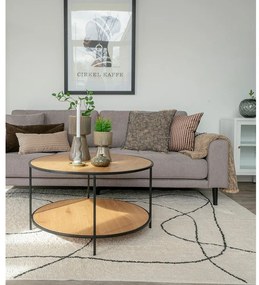 Natúr színű kerek dohányzóasztal tölgyfa dekoros asztallappal ø 80 cm Vita – House Nordic