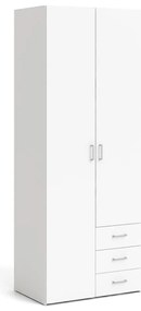 Fehér ruhásszekrény 78x200 cm Space – Tvilum