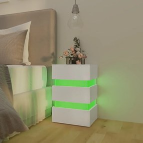 fehér szerelt fa LED-es éjjeliszekrény 45 x 35 x 67 cm