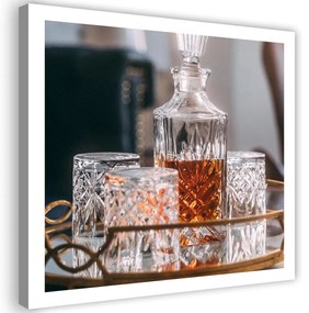 Gario Vászonkép Whisky - dekantáló és poharak Méret: 30 x 30 cm