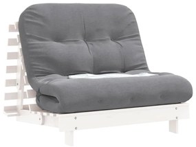 fehér tömör fenyőfa futon kanapéágy matraccal 100 x 206 x 11 cm
