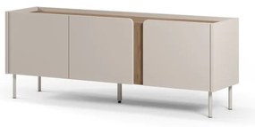 Krémszínű-natúr színű TV-állvány tölgyfa dekorral 140x53x35 cm Lucile – Marckeric