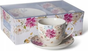 2 db 250 ml-es porcelán csésze 14 cm-es csészealjjal Livello Virágok