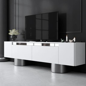 TV szekrény Bohem - White, Silver