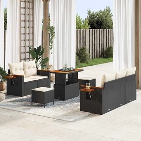 Kerti Kanapé Szett 8 pcs Fekete és krémszínű 90 x 55 x 71 cm