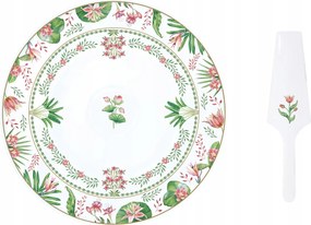 Tálaló tányér 30cm spatula színes virág motívum ajándékba